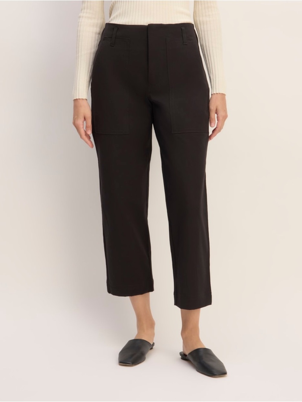 Everlane The Bi Stretch Utility Cropped Straight-Leg High Rise Black Pants